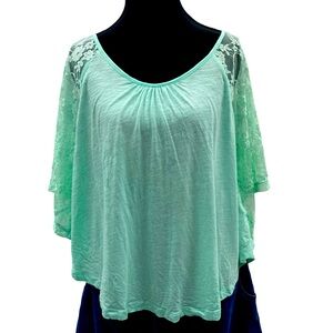 Forever 21 Mint Green Lace Sleeve Women's Top